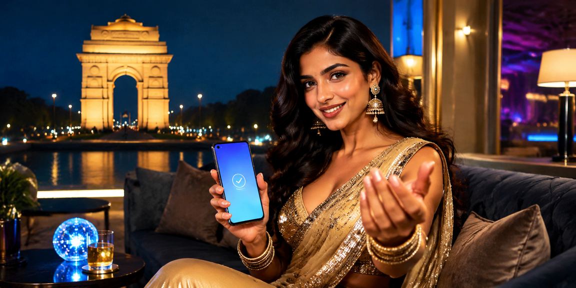 User registering on mobile device near India Gate in Delhi
