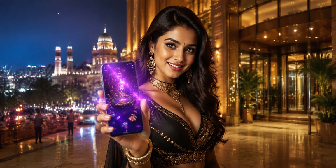 Indian player enjoying online poker game on mobile device